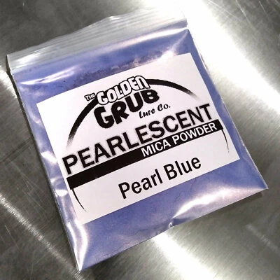 THE GOLDEN GRUB LURE CO NEW 1 OZ. PEARL BLUE with Pink Sheen Pearly Mica Powder Fishing Plastisol