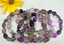 Wholesale 6 Pcs Natural Fluorite Tumble 7.5” Crystal Bracelet
