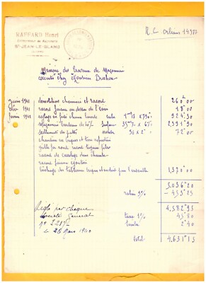 SAINT-JEAN-LE-BLANC (45) Ets en MACONNERIE ''Henri RAFFARD'' en 1941