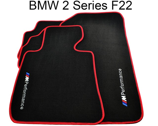 Floor Mats For BMW 2 Series F22 Black Red Rounds With /// M Performance