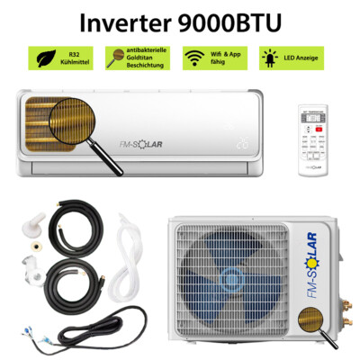 Split Klimaanlage 9000BTU Klimagerät Inverter WiFi 2,6kW Splitgerät 3m Leitung