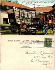 Stage Coach Pairie Schooner Sutter's Fort CA Postcard Used (39670)