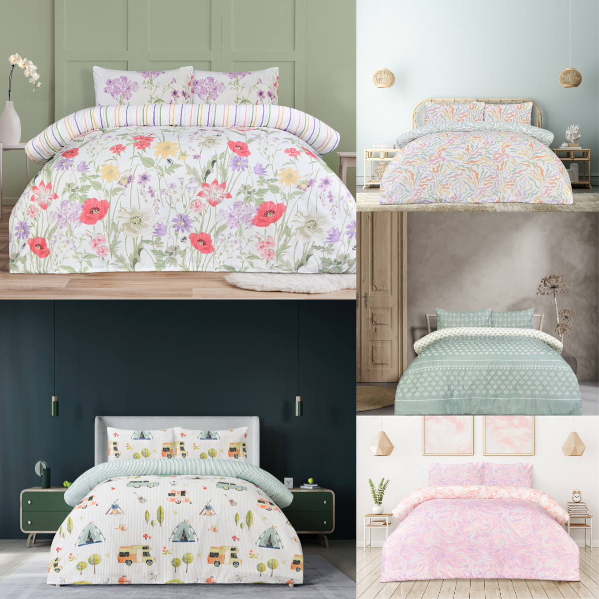 Gaveno Cavailia Luxury Reversible Floral Duvet Cover Set – Single, Double, King – Cotton Blend – UK Made
