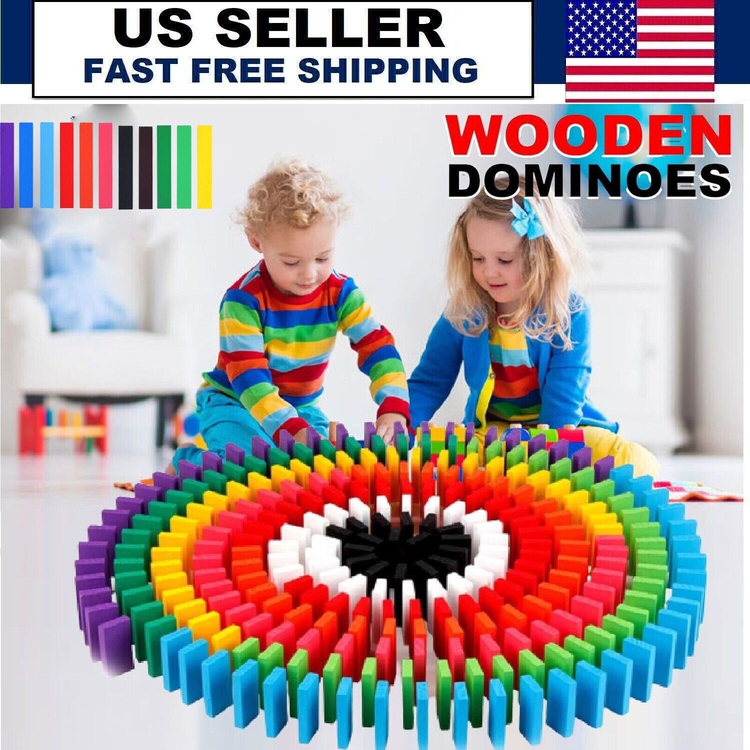 120Pcs/Set Colorful Dominoes Wooden Blocks Children Early Educational Play  Toy Domino Block