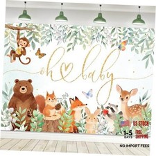 Oh Boy Baby Shower Backdrop Cute Cartoon Animal 7Wx5H D-01Jungle Baby Shower