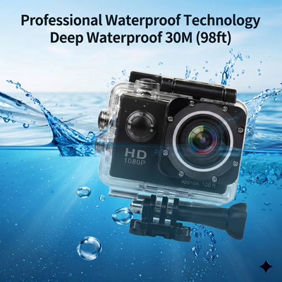 1080P HD Waterproof Action Camera 2.0'' Screen 30m Underwater Sports Cam + Kit