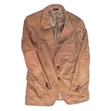 Vintage Tan Corduroy Blazer Jacket Elbow Patches Camel Brown Preppy Academia
