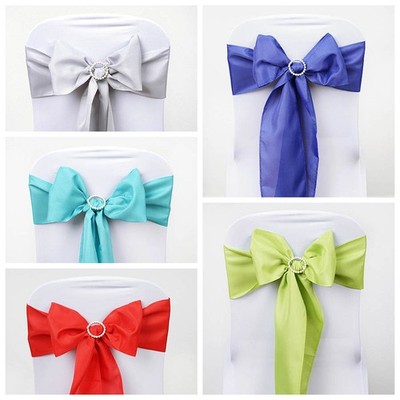 100 Polyester CHAIR SASHES Bows Ties Wedding Party Supplies Wholesale Discount
