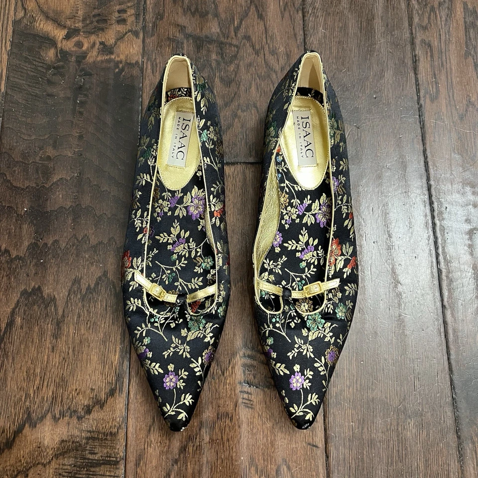 Vintage ISAAC Floral Silk Brocade Loafers - Image 2 of 4