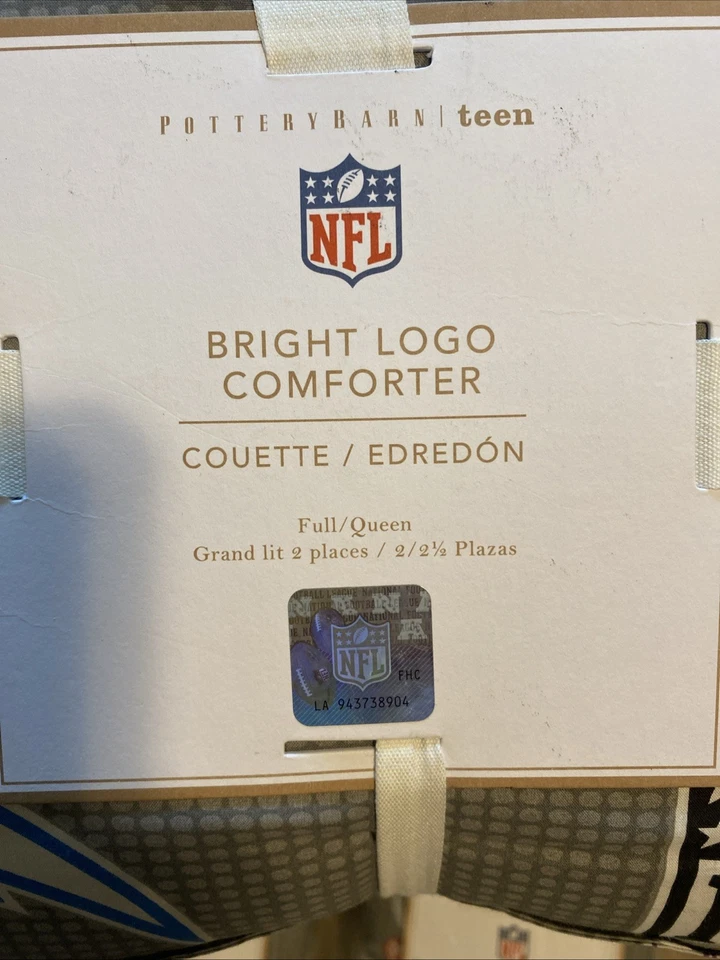 Edredón Pottery Barn Teen NFL Logo Brillante F/Q, con 2 Fundas Std, Nuevo con Etiquetas Foto 2 de 4