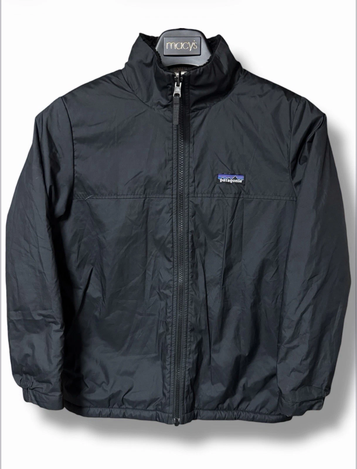Patagonia Youth M Sherpa Fleece Jacket Full Zip Outdoor Winter Reversible Coat