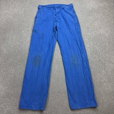 VINTAGE French Trousers Adult 28x30 Blue Work Wear Chore Distressed Utility Mens