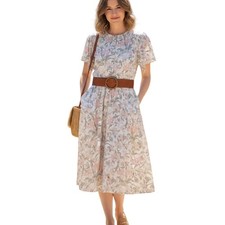 Vintage 1983 Stuart Alan Floral Midi Dress with Pockets Size 14 Cottage Grandma