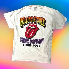 ROLLING STONES 1997 BRIDGES TO BABYLON TOUR WHITE DELTA T-SHIRT L