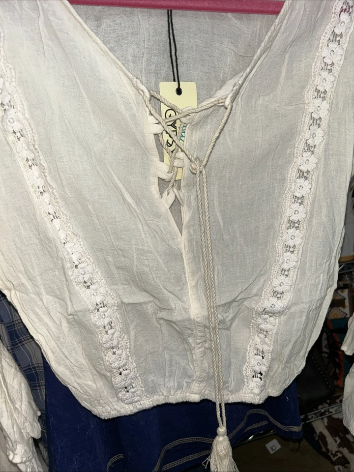 Top manga campana encaje gitano jadeado nuevo con etiquetas para mujer talla única Foto 2 de 4