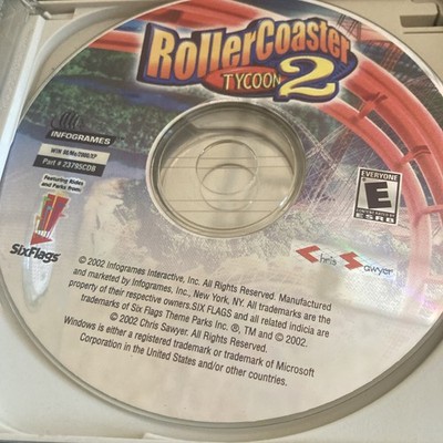 Roller Coaster Tycoon 2 PC CD ROM Six Flags Edition Vtg Theme Parks  No case