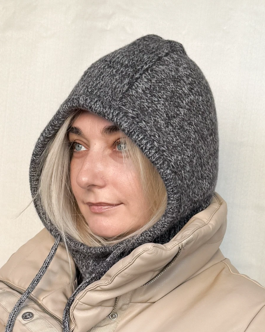 US Stock Merino Wool Hood, Warm Wool Scarf, Cowl hood, Hand Knit Women Balaclava