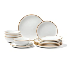 VEVOR Dinnerware Set, Service for 4 (12 PCS), Round Plates and Bowls Sets, Scrat