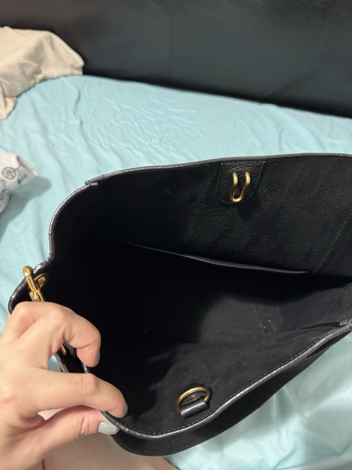 Celine Sangle Shoulder Bucket Bag Large black image 2
