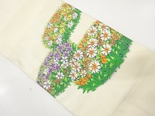 7598904: JAPANESE KIMONO JAPANESE NAGOYA OBI / WOVEN FLORAL PLANTS