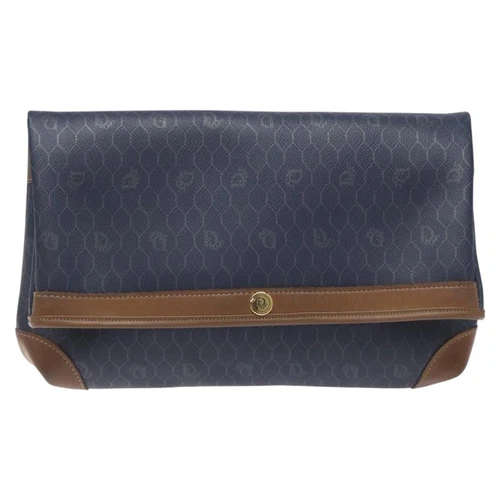 Sac pochette toile marine nid d'abeille Dior authentique