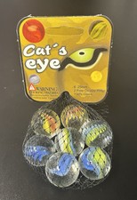 Cat  s Eye Mega Marbles Net Bag 6 25mm w/2 Display Rings Retired Set 2004-2006 