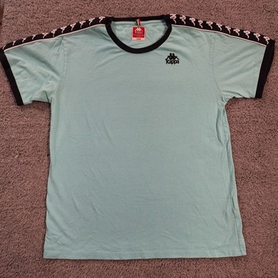 Kappa Shirt Mens Large Blue Omini Logo Tape Sleeve Ringer Tee Sportswear