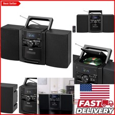 Compact Bluetooth Audio System: CD, Cassette, AM/FM Radio  Detachable Speakers