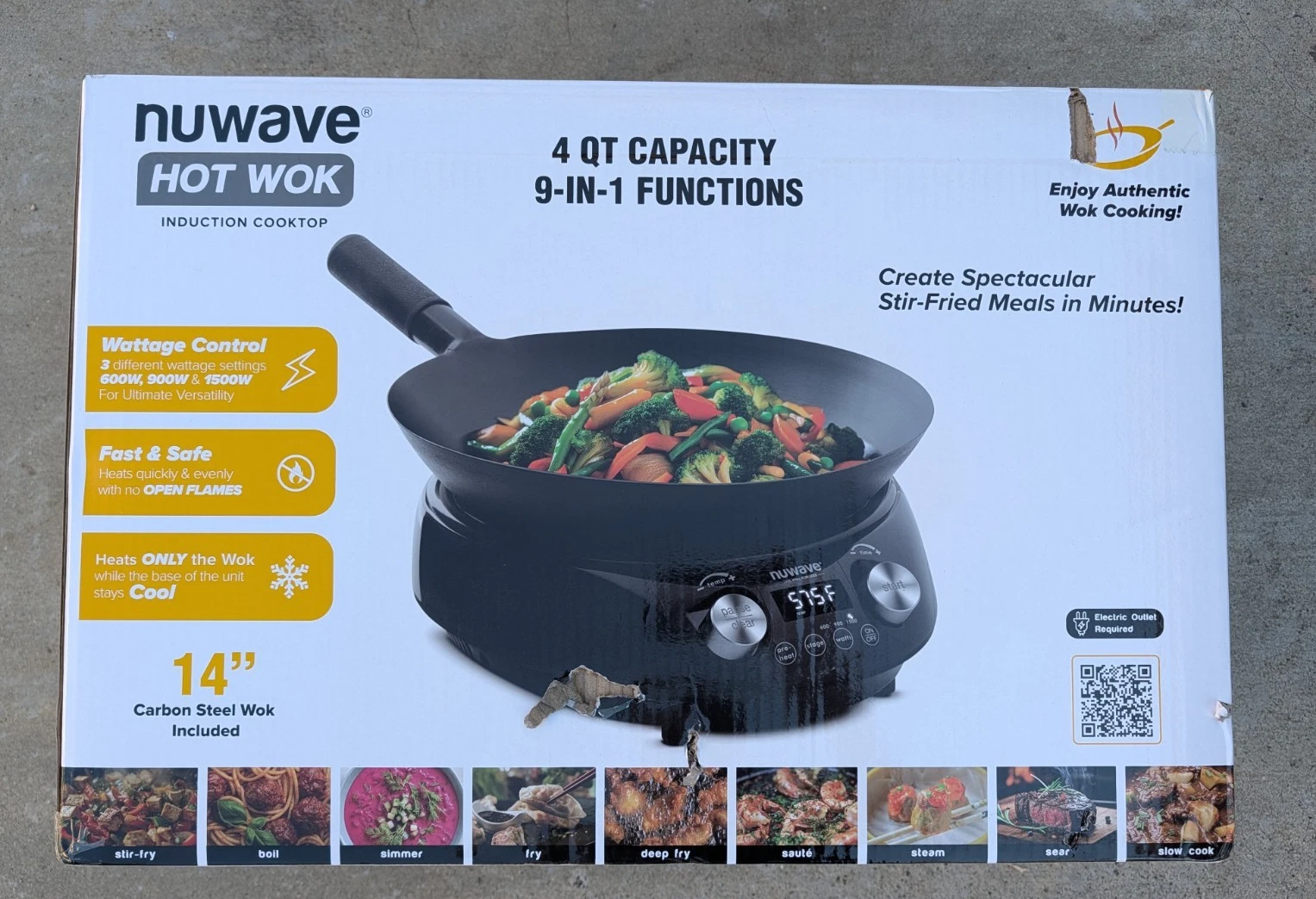 NEW OB - Nuwave Hot Wok Induction Cooktop w/ 14" Carbon Steel Wok, 3 Watts 1500
Opens in a new windo