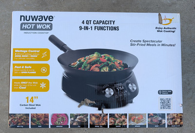 NEW OB - Nuwave Hot Wok Induction Cooktop w/ 14'' Carbon Steel Wok