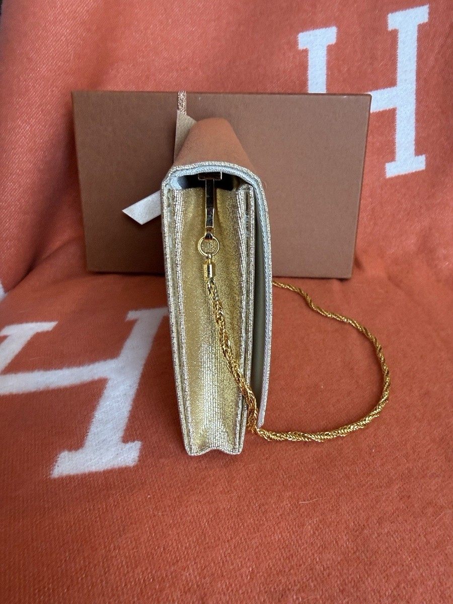 MIKIMOTO Gold Clutch with Pearl Accents and Chain Strap, Elegant