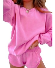 SELINK Women 2 Piece Outfits Sweatsuit Casual Long Sleeve Pullover and Shorts...