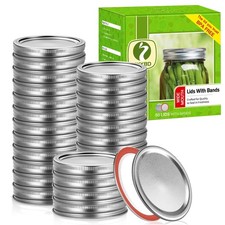100Pcs/50 sets Canning Lids and Rings Wide mouth, Premium Mason Jar Lids with...