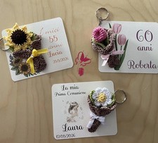 Bouquet uncinetto, battesimo, Comunione, compleanno, baby shower, bouquet fiori