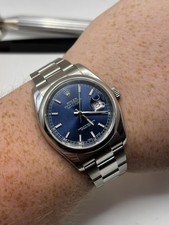 Rolex Datejust 36mm Watch Blue Baton Dial Roulette Date - 116200 - Oyster 