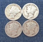 4 Coin Lot Of 90 % Silver Mercury Dimes