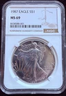 1987 American Silver Eagle NGC MS69 - 2nd Year of Issue - .999 Fine Silver 1 oz