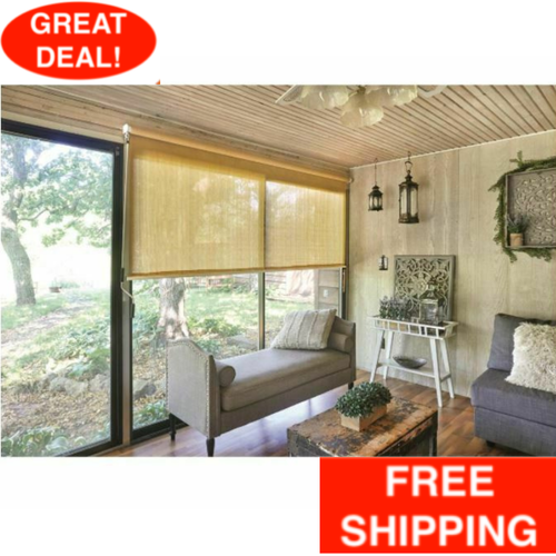 Indoor Outdoor Sunscreen Roll Up Blind Window Sun Shade Patio 8x6 Feet Sand