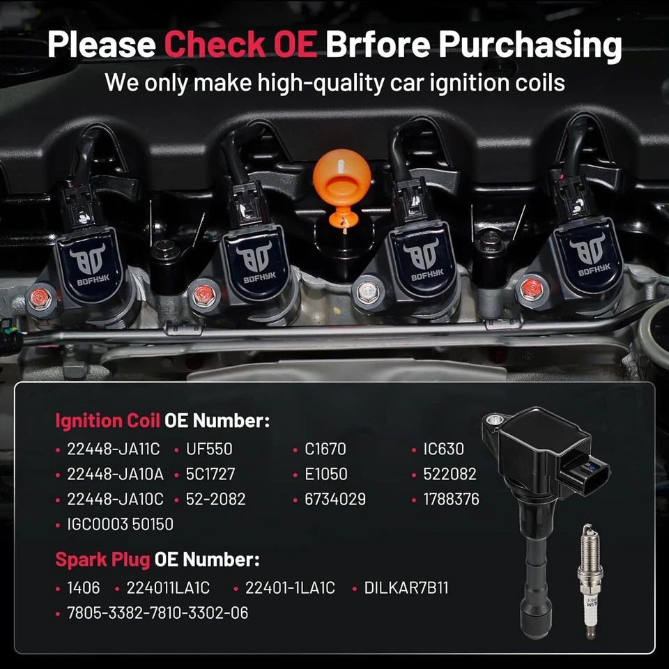 6X UF550 Ignition Bobinas+Spark plug For 2012-2013 Infiniti M35h 3.5L V6 Foto 4 de 4