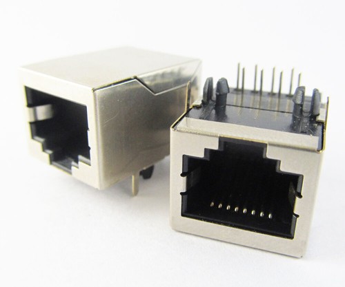 10pcs CAT5 Modular Network RJ45 59 8P8C PCB Female Jack Connector w/ Metal House - Photo 3/4