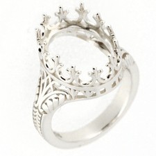Sterling Silver Semi Mount Ring Setting Oval OV 16x12mm Cabochon size 5