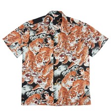 One Hundred Tiger Hawaiian Shirt Black Short sleeves
