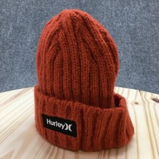 Hurley Cuffed Beanie Hat Youth Orange One Size Embroidered Logo Acrylic Knit