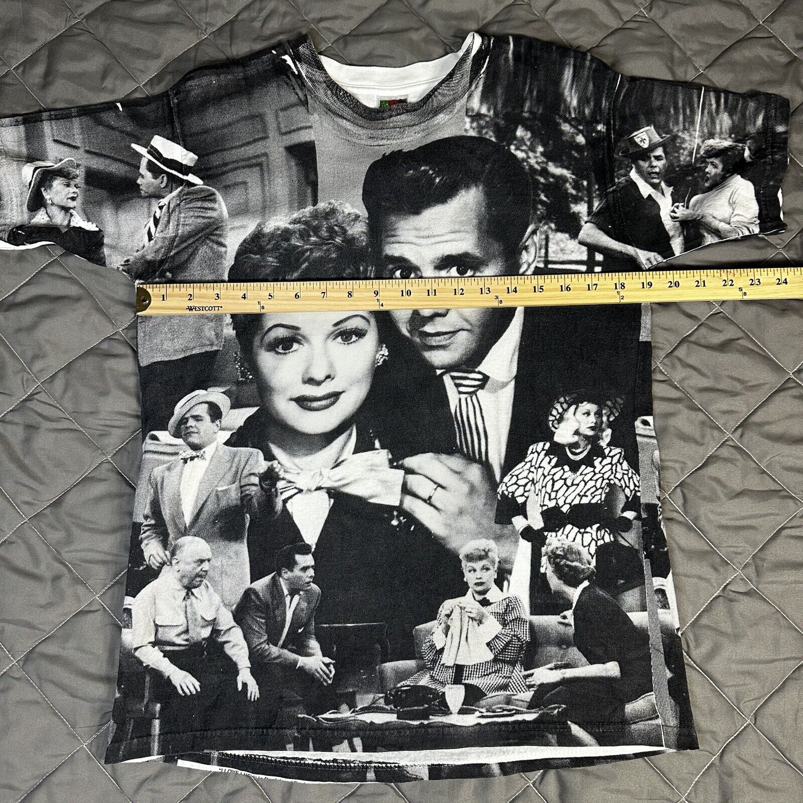 I Love Lucy Shirt Mens Medium White Black Gray AO… - image 11