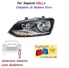 FARO FANALE PROIETTORE ANTERIORE SX PER VOLKSWAGEN POLO 6R 09 SINISTRO MOD HELLA