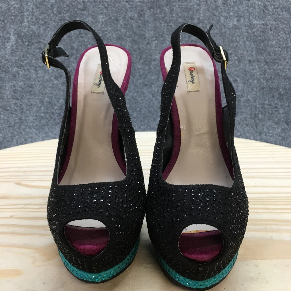 Olsenboye Tacones Mujer 6 M Bomba Tela Negra Correa al Tobillo Tachonado Informal Stilleto Foto 4 de 4