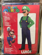 Kid's Super Mario- Luigi Costume Size M 8 Hat, Jumpsuit Mustache