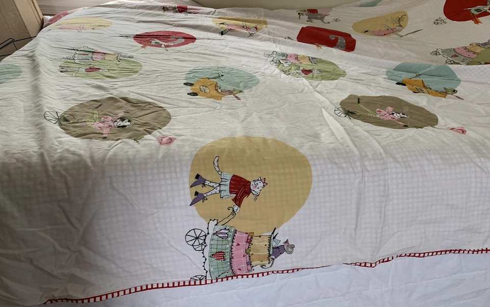 IKEA Whimsical Animals Vehicles Cat Mouse Frog Twin Size Duvet Cover Cotton - Image 2 of 4
