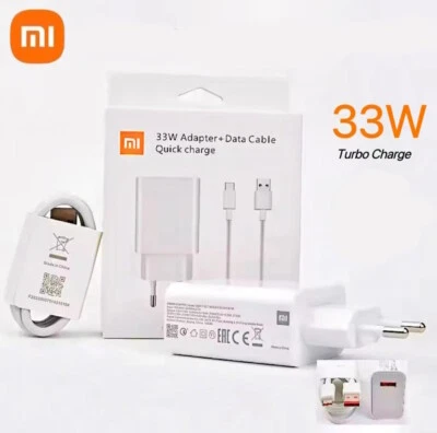 CARICABATTERIE FAST CHARGE ORIGINALE XIAOMI USB 33W + CAVO TIPO-C BIANCO WHITE