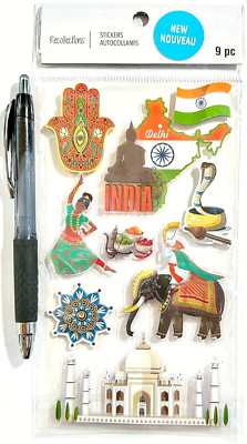 India Taj Mahal Elephant Stickers Scrapbooking Card Papercraft Recollections